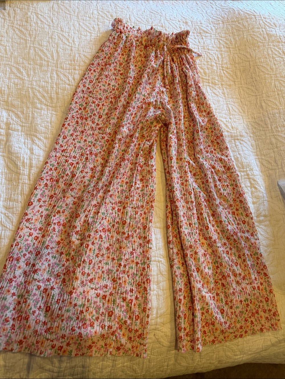 Zara Pink Floral Wide-Leg Kids Pants